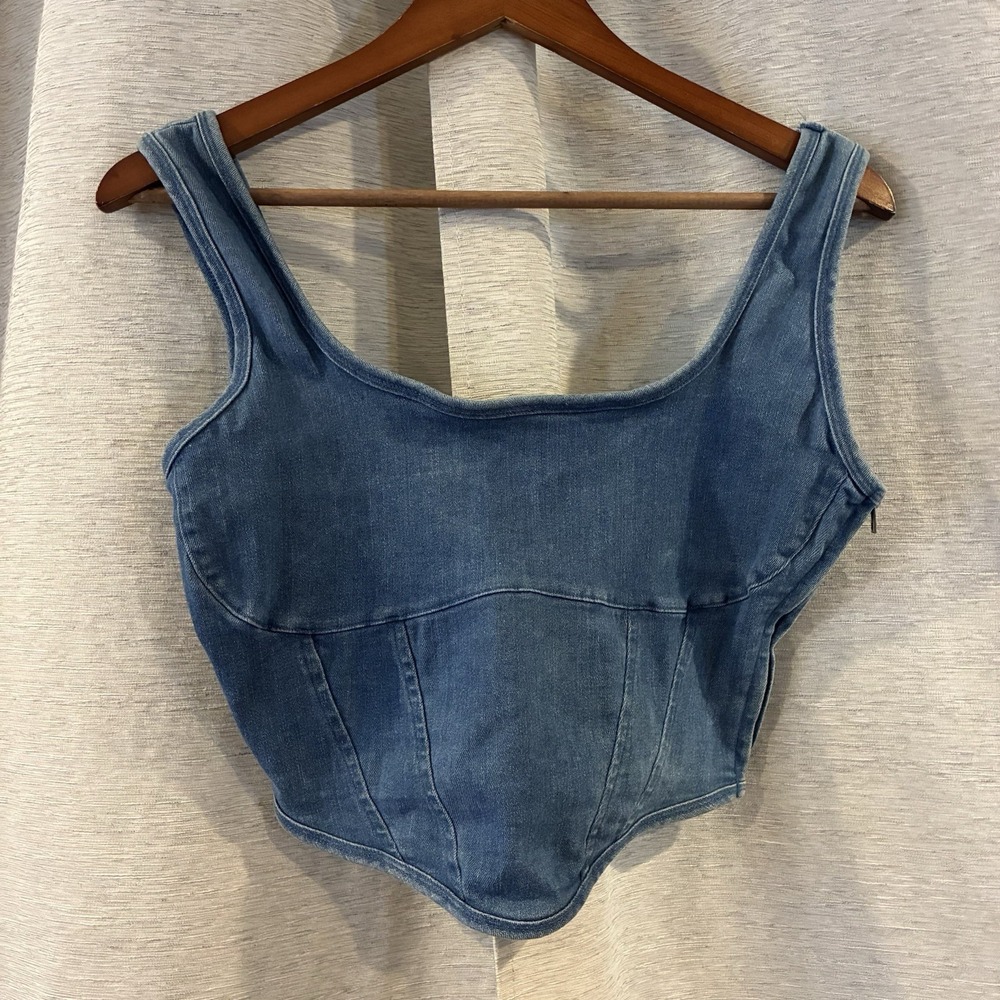 Y2K Pink by Victoria's Secret Denim Corset Crop Top Indie Streetwear Festival
